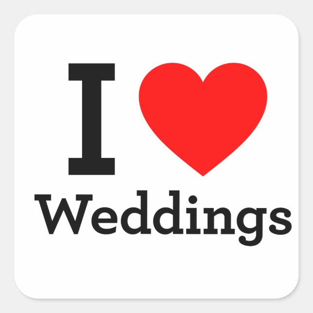 I Liebe Hochzeiten Quadratischer Aufkleber (Vorderseite)
