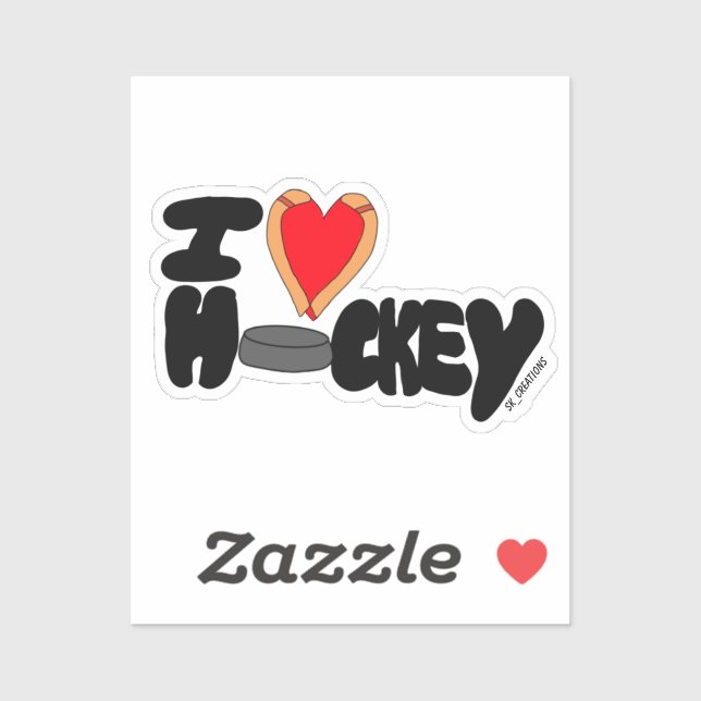 I Liebe Hockey Aufkleber (Blatt)