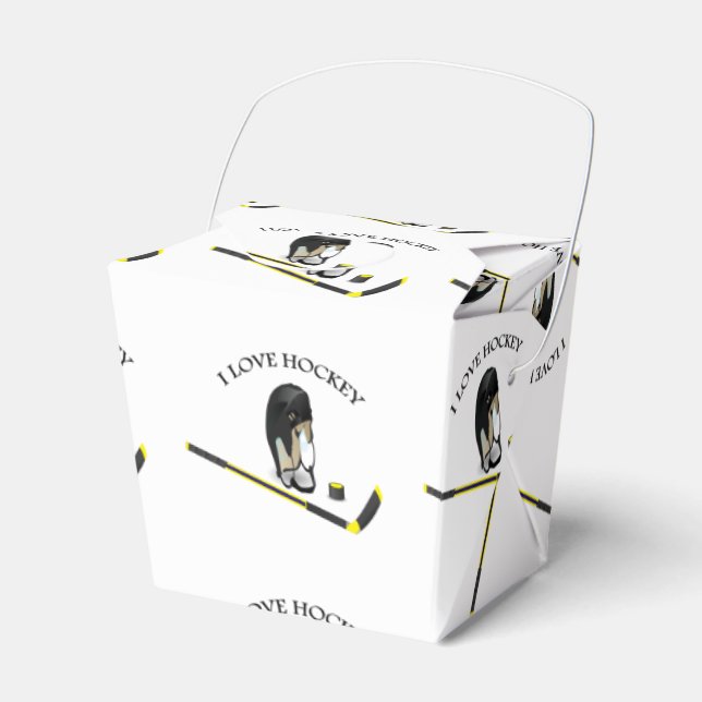 I Liebe Hockey Custom Design mit Stock und Helm Geschenkschachtel (Vorderseite)