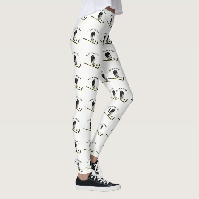 I Liebe Hockey Custom Design mit Stock und Helm Leggings (Rechts)