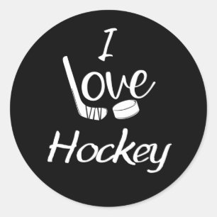 I Liebe Hockey Runder Aufkleber
