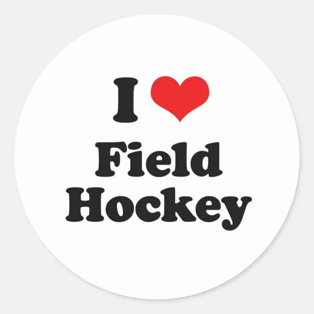 I Liebe Hockey Tshirt Runder Aufkleber (Vorderseite)
