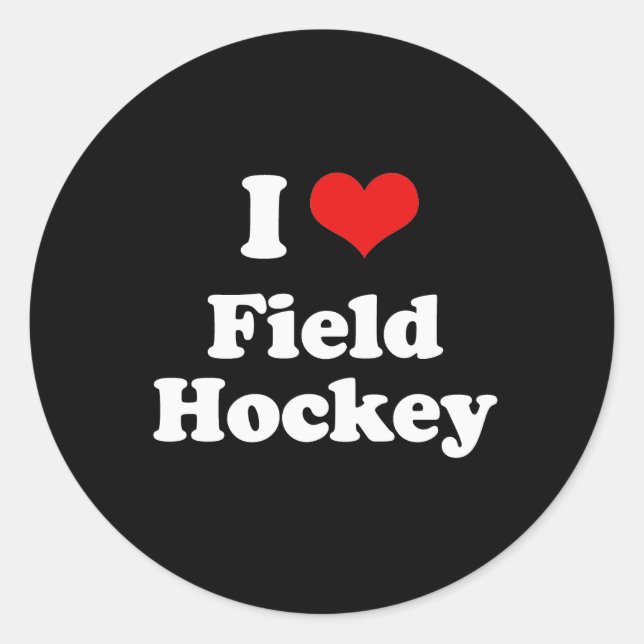 I Liebe Hockey Tshirt Runder Aufkleber (Vorderseite)