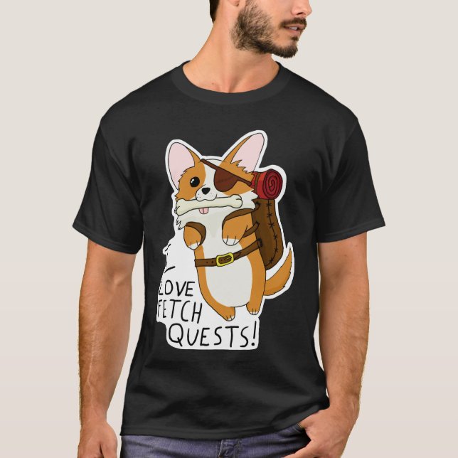 I Liebe holt Quests Dnd Corgi T-Shirt (Vorderseite)