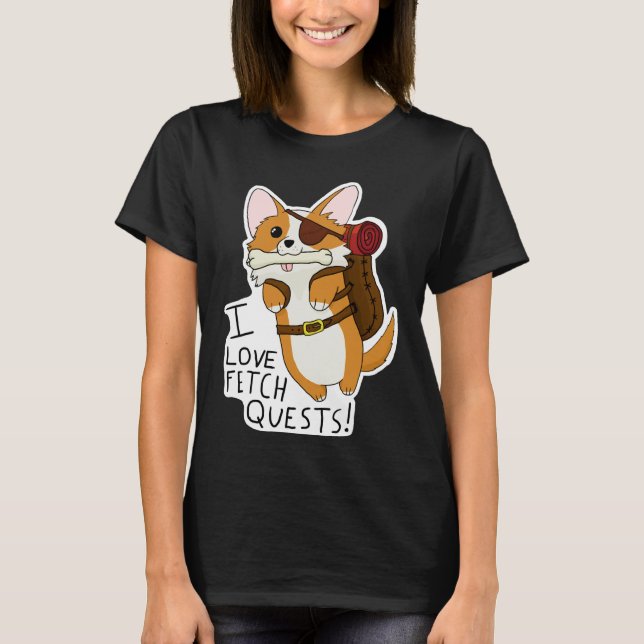 I Liebe holt Quests Dnd Corgi T-Shirt (Vorderseite)