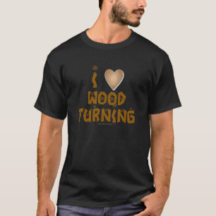 I Liebe-Holz, das hölzernes Herz dreht T-Shirt