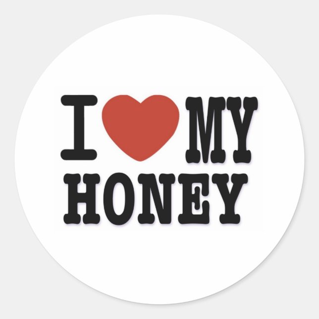 I LIEBE HONEY RUNDER AUFKLEBER (Vorderseite)