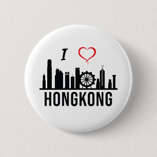 I Liebe Hongkong Skyline Hongkong Südostasien Button