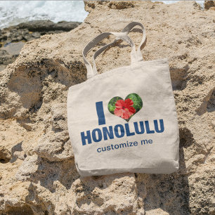 I Liebe Honolulu Niedlich Hawaii Hibiskus Blume Tragetasche
