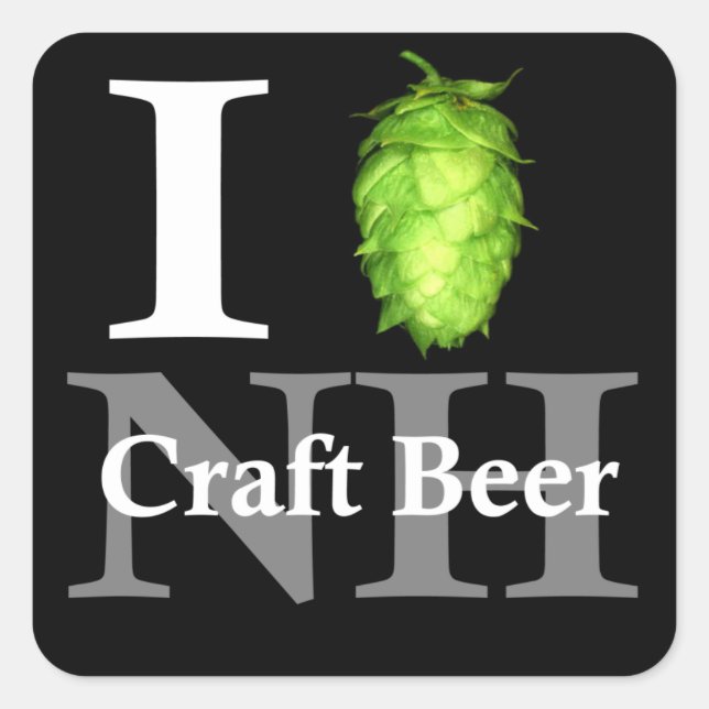 I Liebe (Hopfen) NH Kunbier! Quadratischer Aufkleber (Vorderseite)