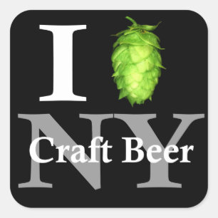 I Liebe (Hopfen) NY Handbier! Quadratischer Aufkleber