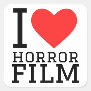 I Liebe Horror Film Quadratischer Aufkleber