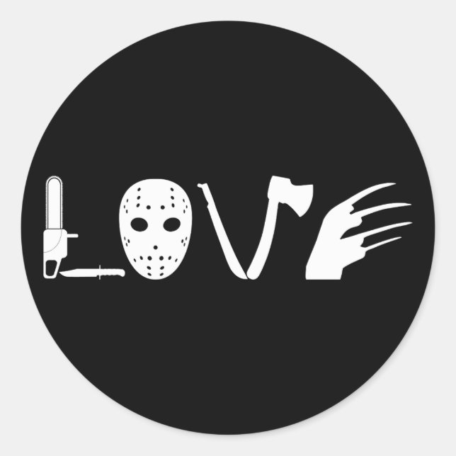 I Liebe Horror Movie Beängstigend Runder Aufkleber (Vorderseite)
