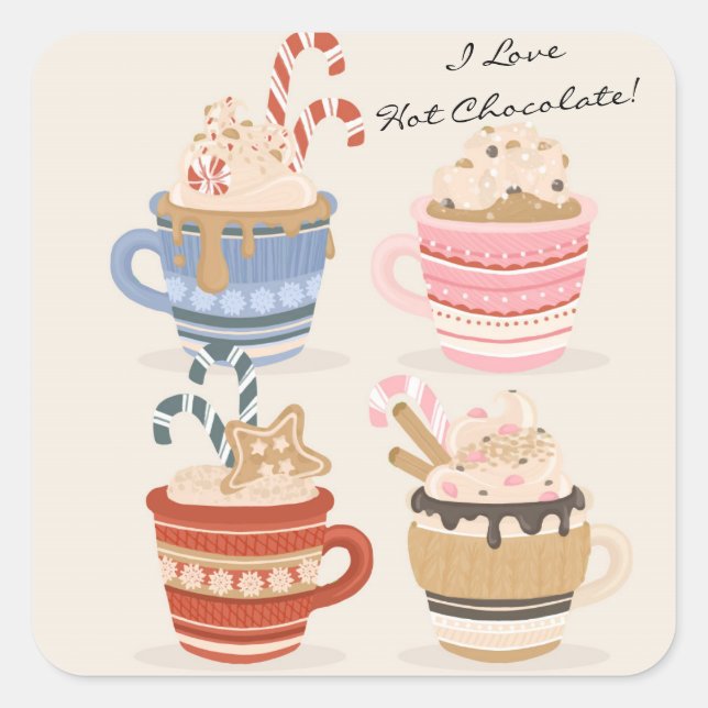 I Liebe Hot Chocolate Scrapbooking & Journal Quadratischer Aufkleber (Vorderseite)