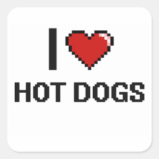 I Liebe Hot Dogs Quadratischer Aufkleber