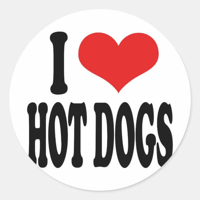 I Liebe Hot Dogs Runder Aufkleber (Vorderseite)