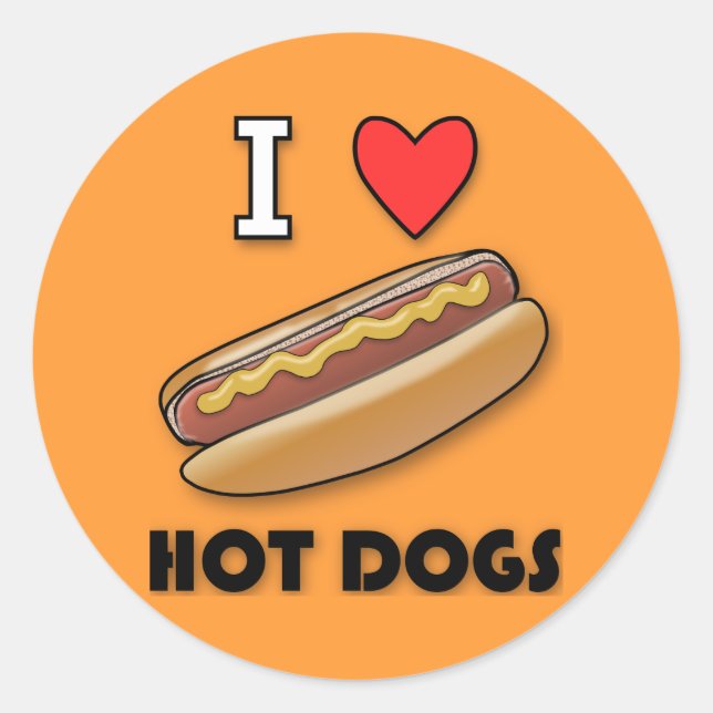 I Liebe Hot Dogs Runder Aufkleber (Vorderseite)