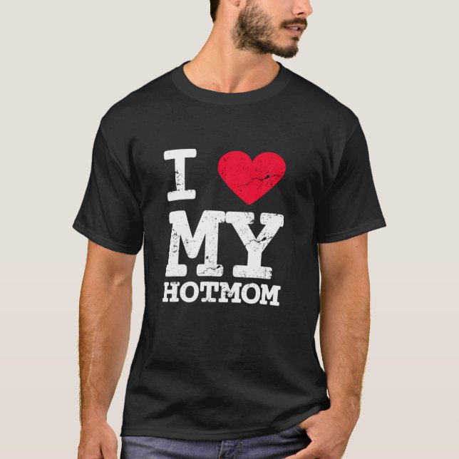 I Liebe Hot Mamas Funny Red Heart Liebe Mamas Funn T-Shirt (Vorderseite)
