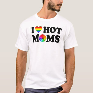 I Liebe Hot Mamas LGBt-Flag-Herz für Mamas T-Shirt