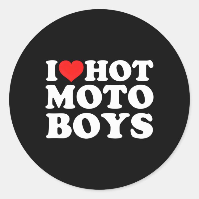 I Liebe Hot Moto Runder Aufkleber (Vorderseite)