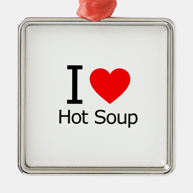 I Liebe Hot Soup Silbernes Ornament (Vorne)