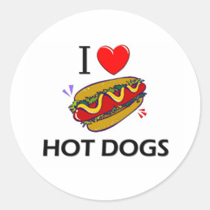 I Liebe-Hotdogs Runder Aufkleber