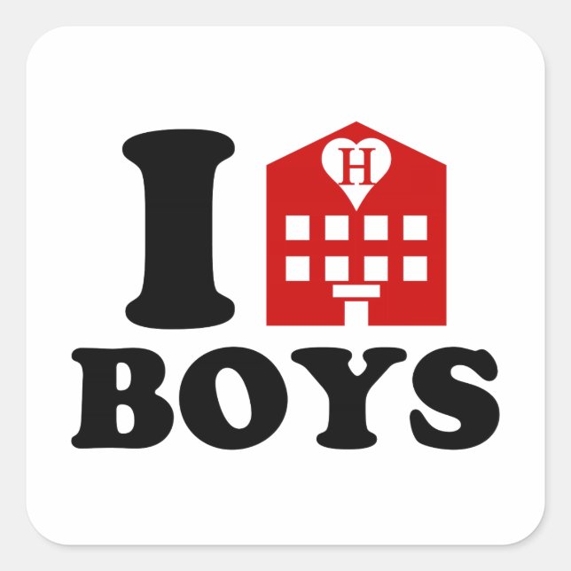 I Liebe Hotel Boys Quadratischer Aufkleber (Vorderseite)