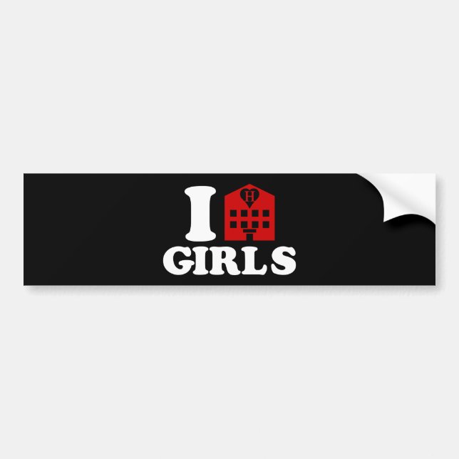 I Liebe Hotel Girls Autoaufkleber (Vorne)