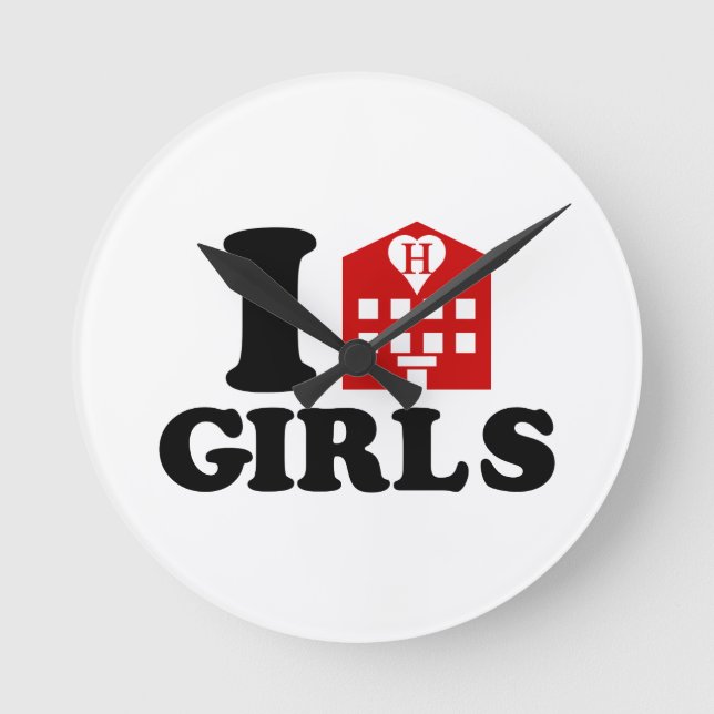 I Liebe Hotel Girls Runde Wanduhr (Vorderseite)
