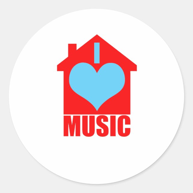 I Liebe House Music - Heart House Runder Aufkleber (Vorderseite)