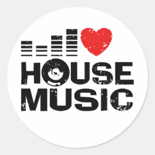I Liebe House Music Runder Aufkleber