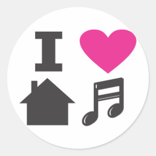 I Liebe House Music Runder Aufkleber