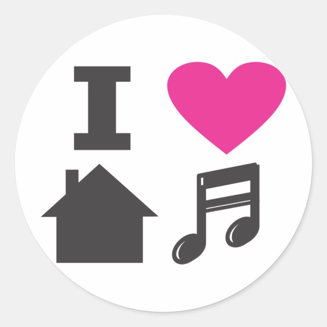 I Liebe House Music Runder Aufkleber (Vorderseite)