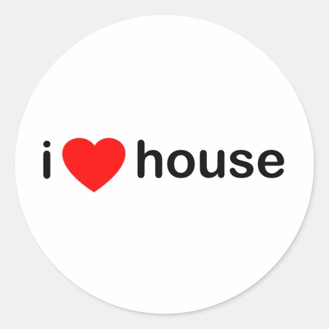 I Liebe House Runder Aufkleber (Vorderseite)