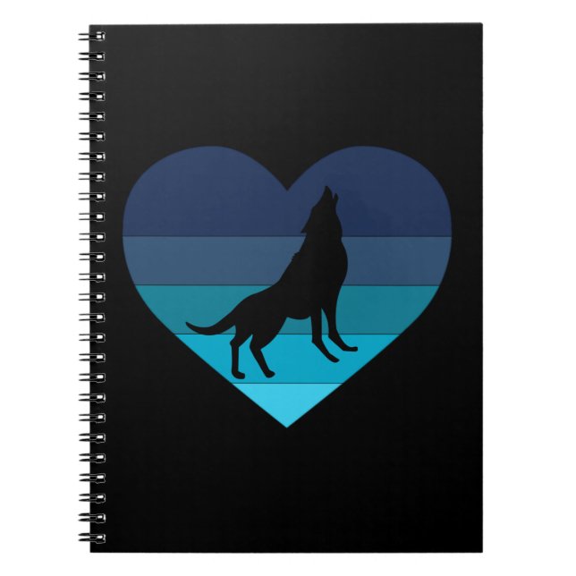 I Liebe Howling Wolves Retro Herz Notizblock (Vorderseite)