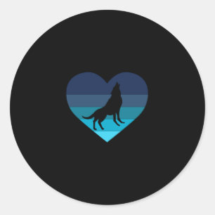 I Liebe Howling Wolves Retro Herz Runder Aufkleber