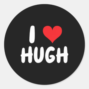 I Liebe Hugh - Herz - Name Runder Aufkleber