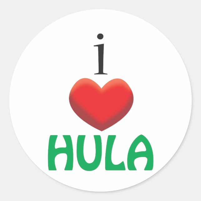 I LIEBE HULA RUNDER AUFKLEBER (Vorderseite)