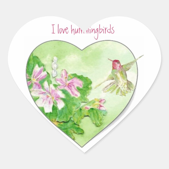 I Liebe Hummingbirds, Vogelsammlung Herz-Aufkleber (Vorderseite)