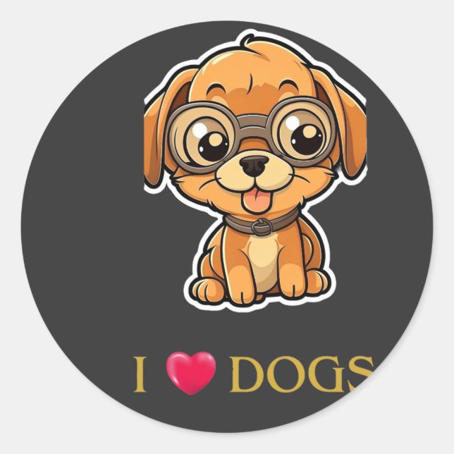 i Liebe Hund Benutzerdefiniertes Foto und Text Per Runder Aufkleber (Vorderseite)
