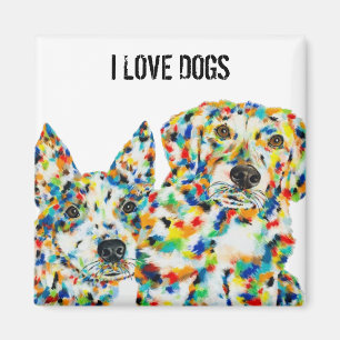 I Liebe Hunde Kunst Magnet