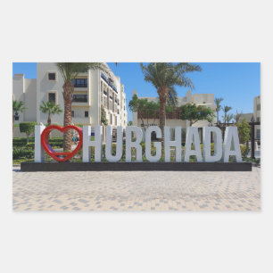 I Liebe Hurghada Ägypten Urlaub Souvenir Foto Rechteckiger Aufkleber