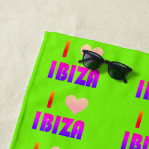 I Liebe Ibiza Mehrfarben Strandtuch