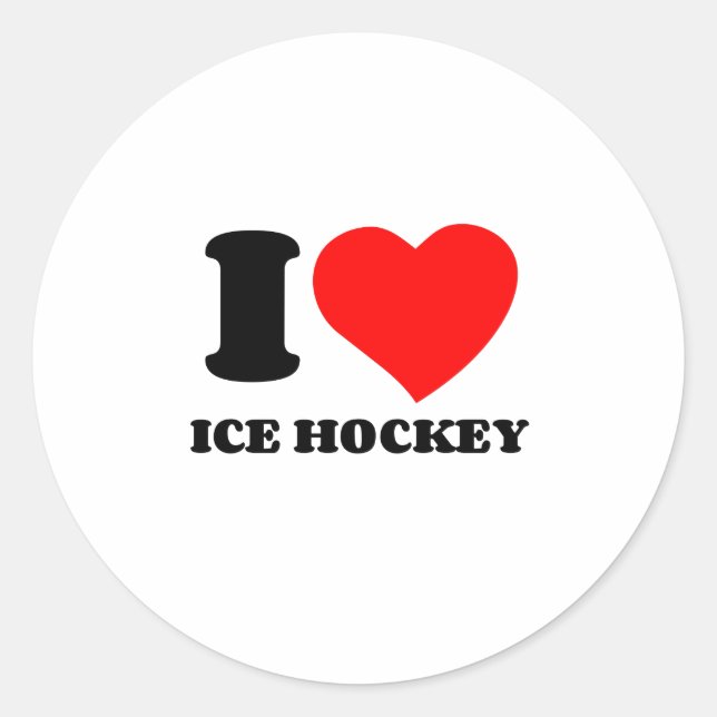 I LIEBE ICE HOCKEY RUNDER AUFKLEBER (Vorderseite)