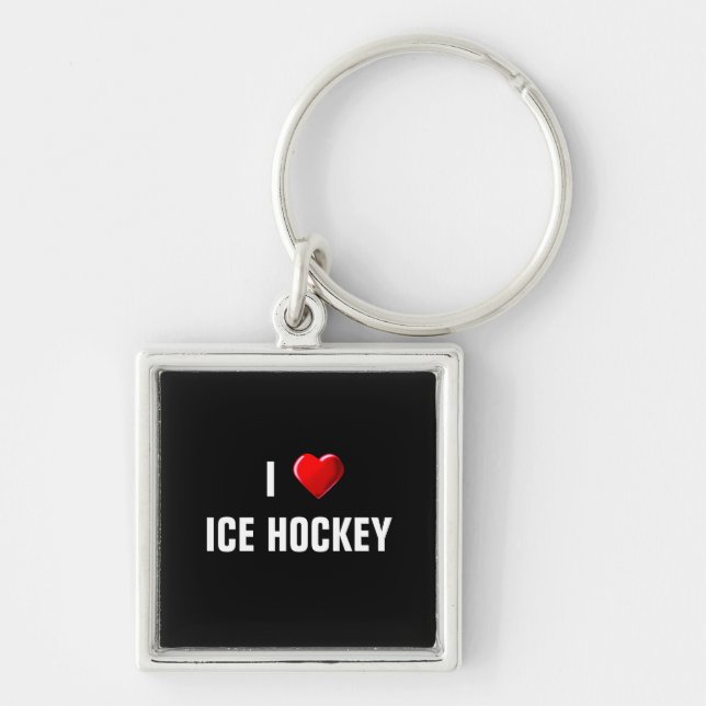 I Liebe Ice Hockey Schlüsselanhänger (Vorne)