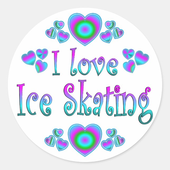 I Liebe Ice Skaten Runder Aufkleber (Vorderseite)