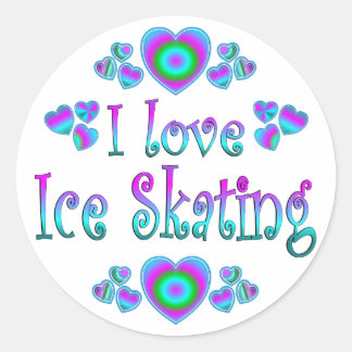 I Liebe Ice Skaten Runder Aufkleber