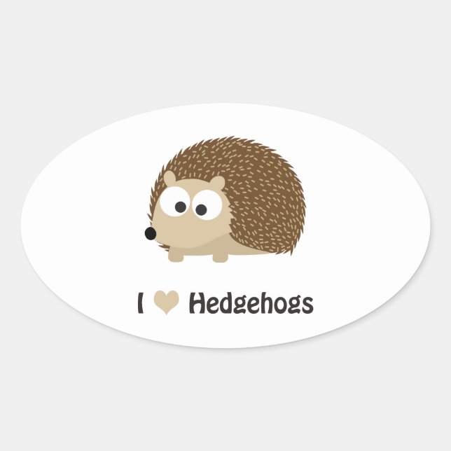 I LIEBE IGEL OVALER AUFKLEBER (Vorderseite)