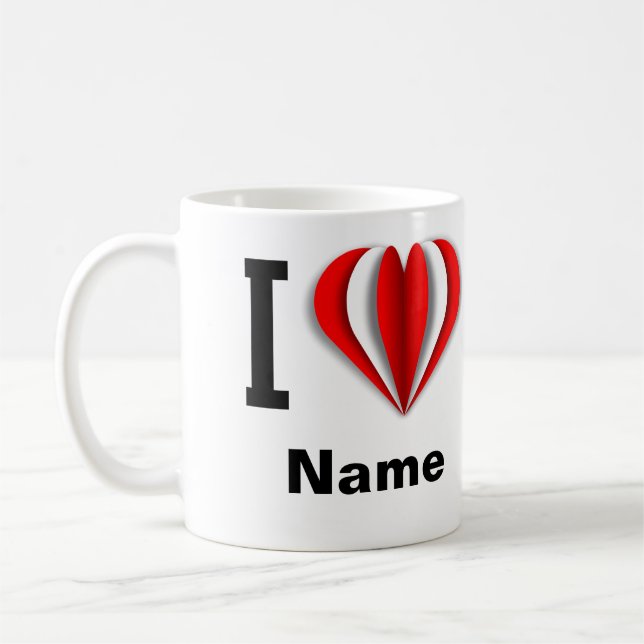 I Liebe [Ihr Name]" Tasse Herz (Links)