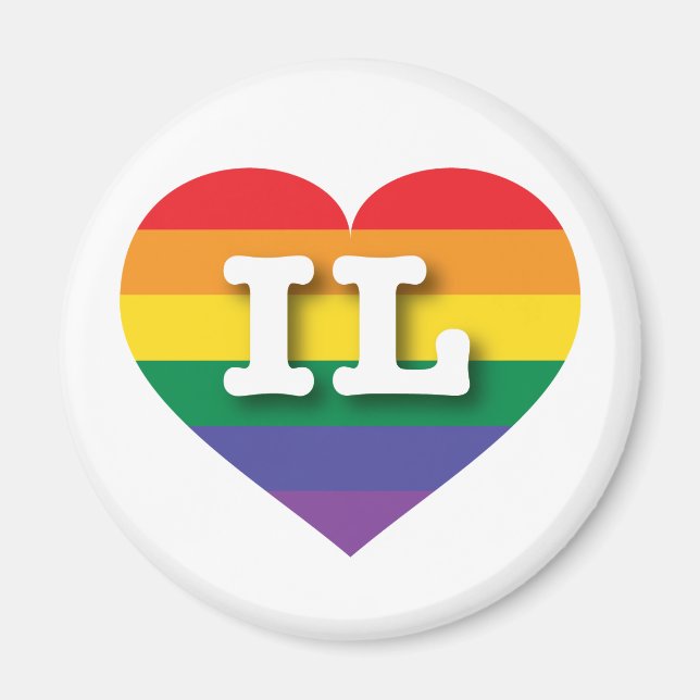 I Liebe Illinois Rainbow Heart Magnet (Vorne)